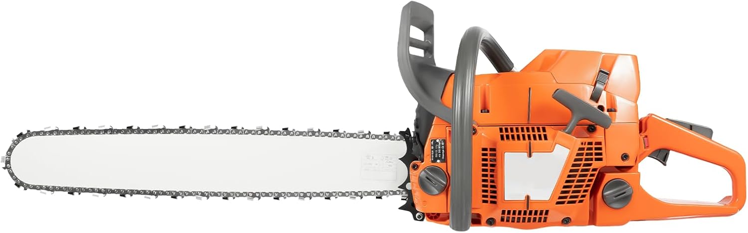 24Inch Gas Powered Chainsaw,71.8CC 2-Stroke Cutting Wood Gas Sawing Crankcase Chain Saw With Function Of Atomizing Fuel,Quick Start,3.9KW Gasoline Chainsaw For Wood Cutting,Tree Trimming,Land Clearing