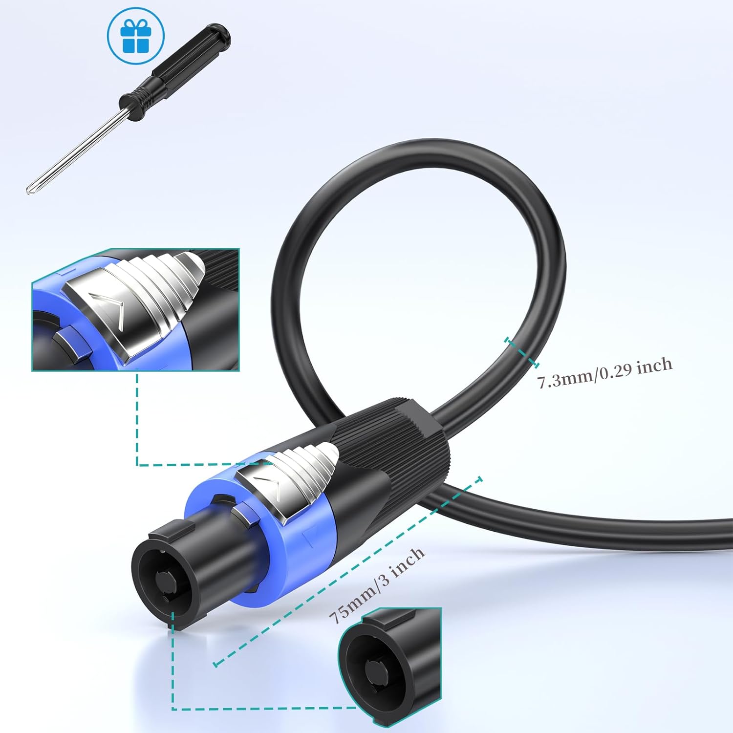 100 feet Speakon to Speakon Cables, 2 Pack Professional Audio Amplifier Mixer Speakon Speaker Cable Wire