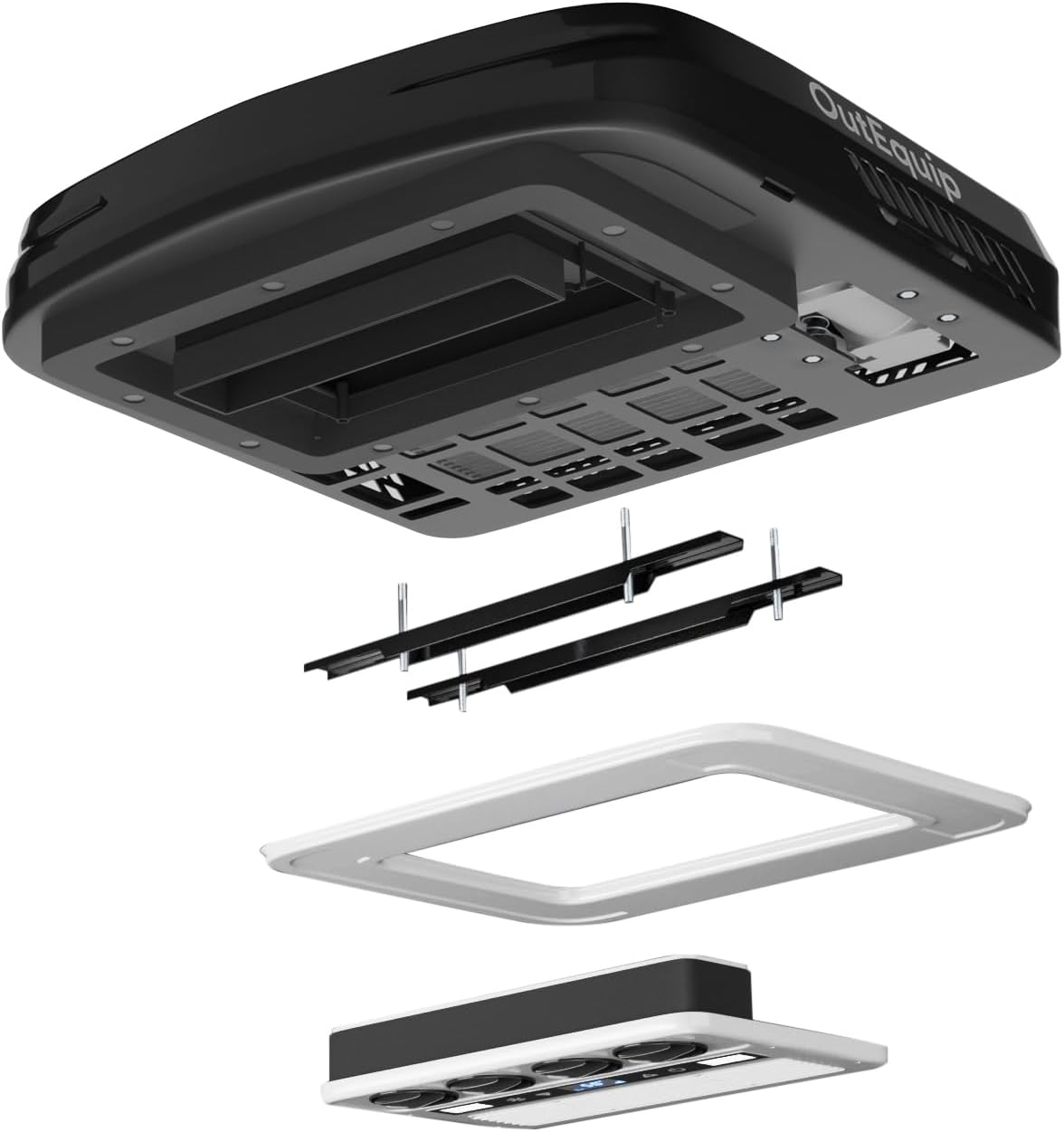 12V Black RV Air Conditioner – Cooling & Heating, Energy Efficient, Perfect for RV, Camper, Trailer, and Mobile Homes