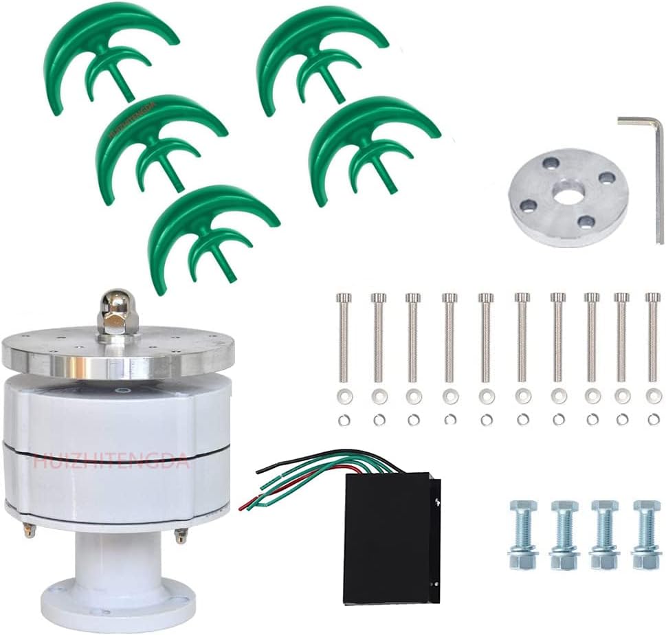 8000W 12V Wind Solar Vertical Wind Turbine Generator, 5 Blades Lantern Vertical Axis Wind Turbine Generator Kit for Home Windmill Use