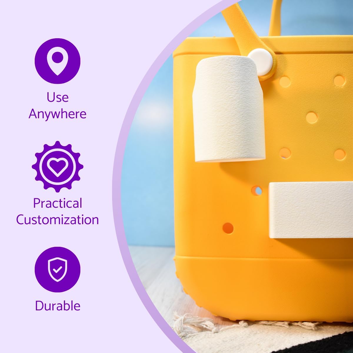 BAGLETS - The Ultimate Bundle - For Bogg Bags & Other Totes - Tote Bag Accessories - Phone Case Holder, Key & Wallet Holder, Carabiner Key Holder, Bottle Holder Accessory & Sunglasses Holder - White