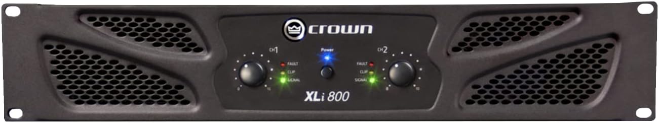 Crown XLi800 Two-channel, 600-Watt Bridged 8Ω Power Amplifier. Professional DJ, PA, Stage Amp. Black