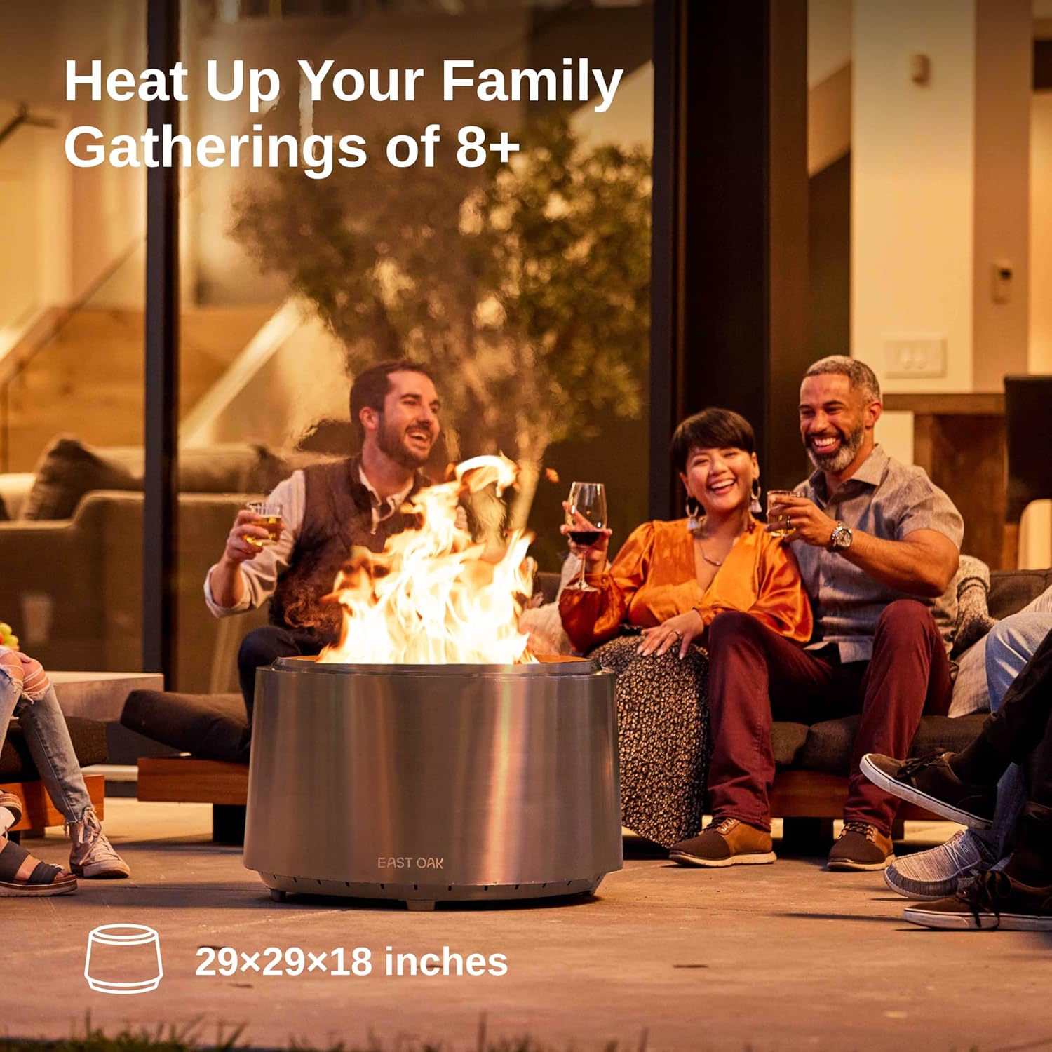 EAST OAK 29'' Smokeless Fire Pit and Lid Combo for Outdoor Bonfire