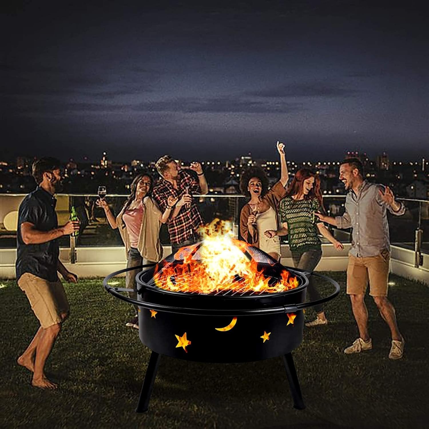 Fire Pits & Bowls, Smokeless Heating Basin w/Spark Screen, Wood Burning Fireplace Stove, Barbecue BBQ Grill Firepit ?for Outdoor/Indoor