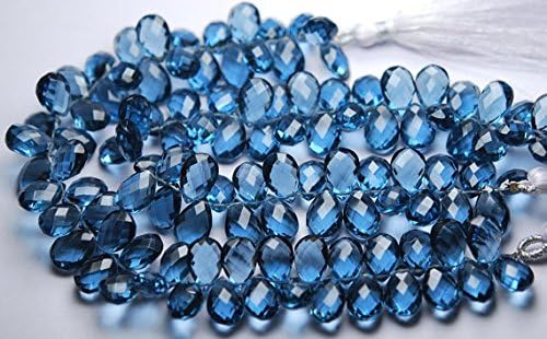 13 inch natural beads strand of 8x12mm faceted pear blue quartz gemstone briolletes beads for DIY jewelry - necklace, bracelet, earring, ring.