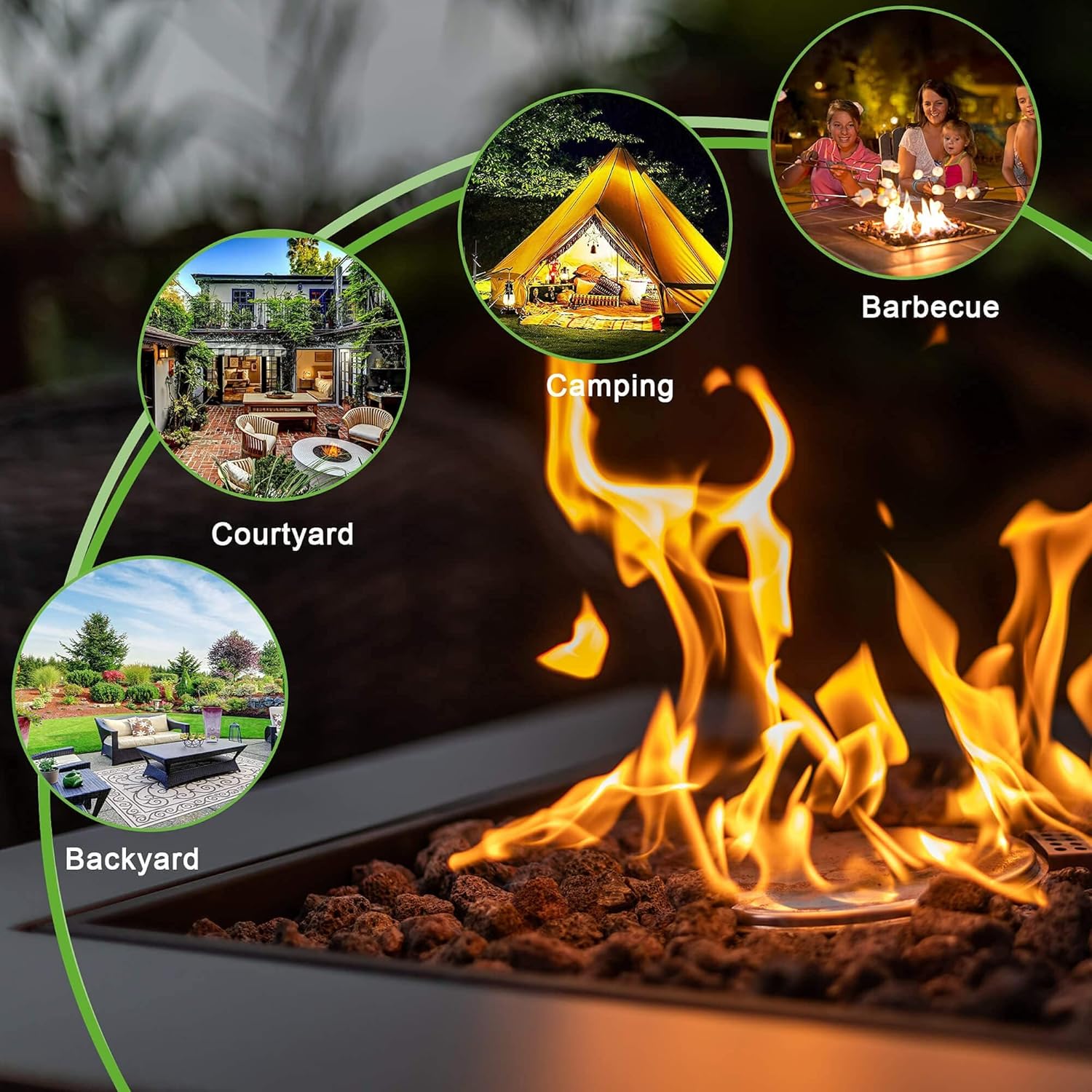 28in Propane Fire Pits Table, 50000 BTU Gas Square Outdoor Dinning Firepit Fireplace Dinning Tables with Lid, Lava Stone, ETL Certification, for Outside Garden Backyard Deck Patio