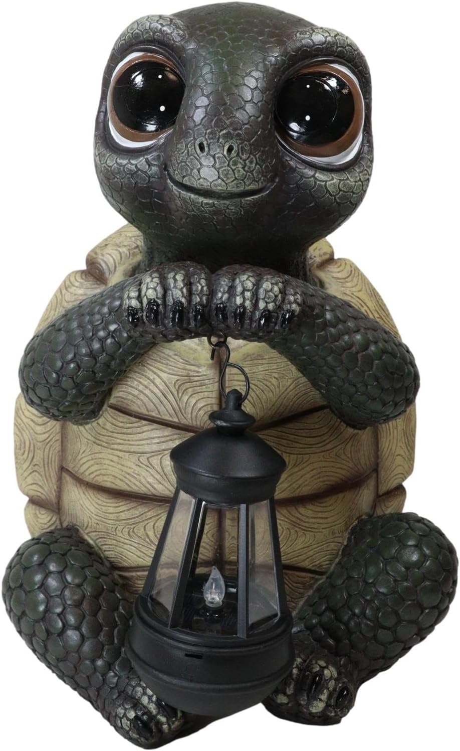 Ebros Gift Nautical Marine Baby Tortoise Sitting Pretty Statue Carrying Solar Powered Lantern LED Courtesy Light Turtle Garden Yard Pool Patio Deck Home Decorative Accent Figurine