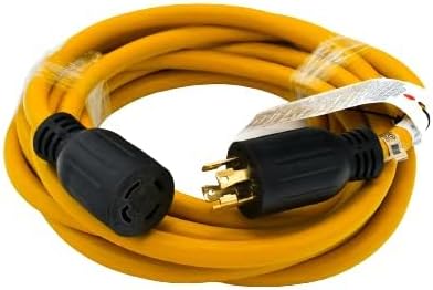 Connecticut Electric 25 Foot Generator Power Extension Cord, 30 Amp, 4 Prong, NEMA L14-30P (Male), NEMA L14-30R (Female)