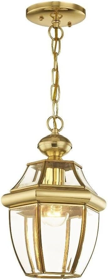 Livex Lighting 2152-02 Monterey 1-Light Outdoor Hanging Lantern, Polished Brass