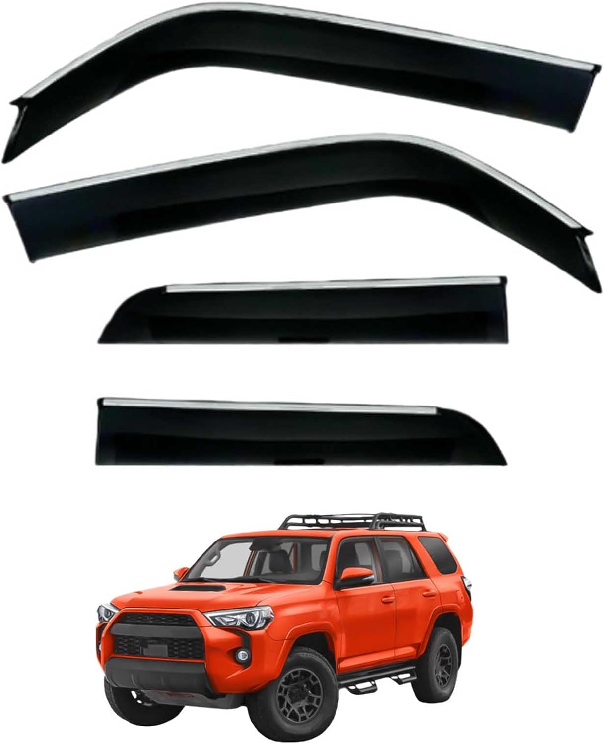Window Deflectors for Toyota 4Runner MK5-N280 2010-2024, Sun Rain Guard Window Visors Vent Shades with Bright Stripes Car Accessories