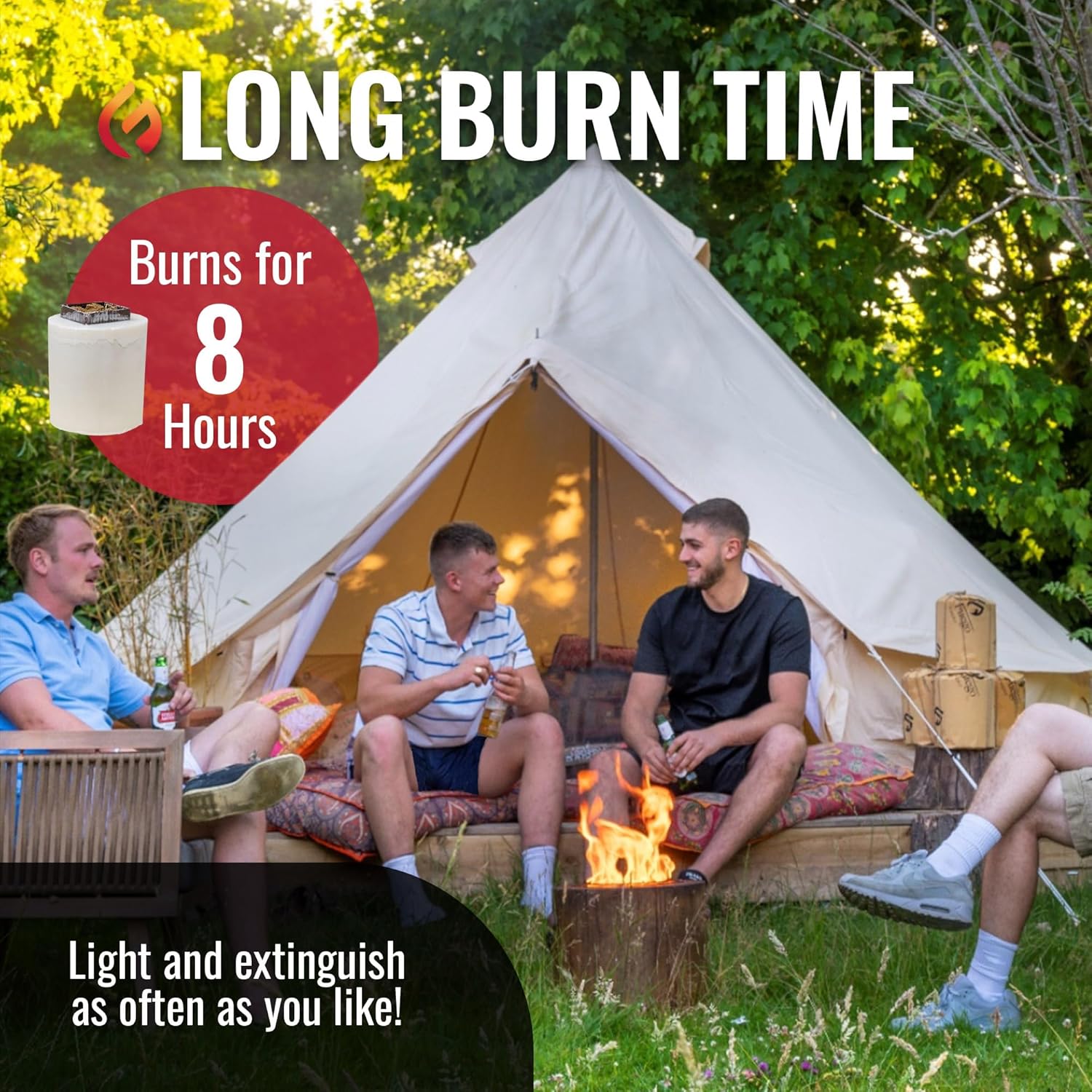 Eco Fuego Fire Pit Wax Refill – Biodegradable Vegetable Wax, Sustainable and Clean Burning. Each Refill Lasts up to 8 Hours – Natural (Pack of 2)