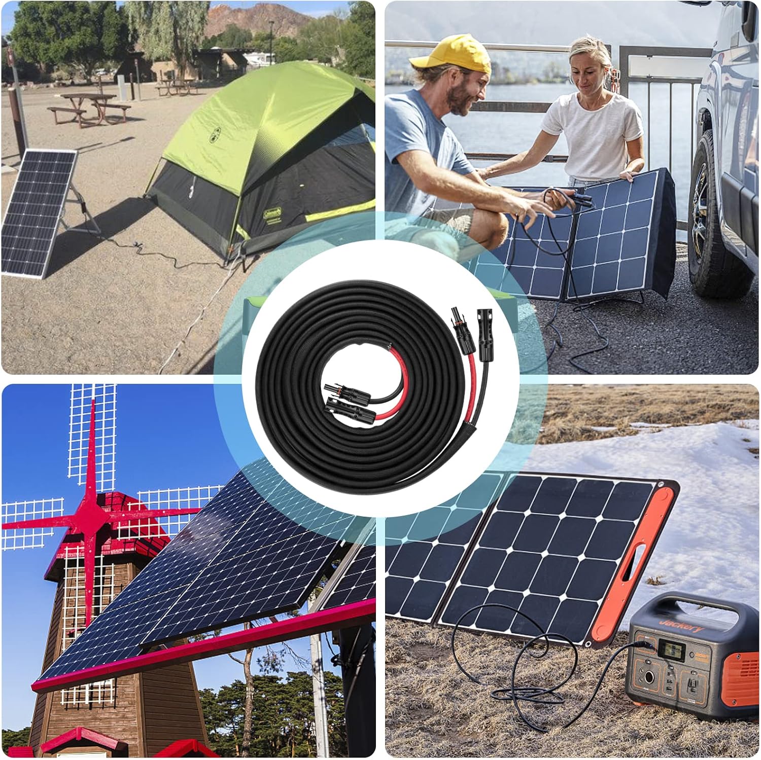 30FT 8AWG Solar Panel Extension Cable with Female & Male Connectors, Solar Cable for Solar Panels, Charge Controllers and Solar Generator (30FT)