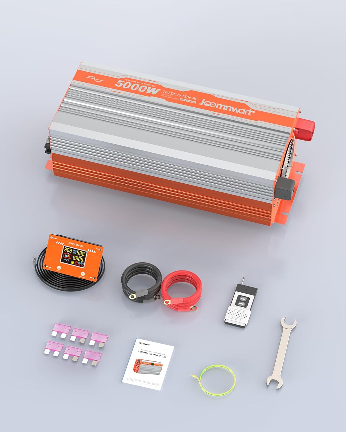 5000W Pure Sine Wave Inverter DC 12V to AC 120V Converter, Off-Grid Solar Power Inverters with Built-in 4 USB Ports, Hardwire Port, Remote Controller for Vehicles, Truck, RV, Home