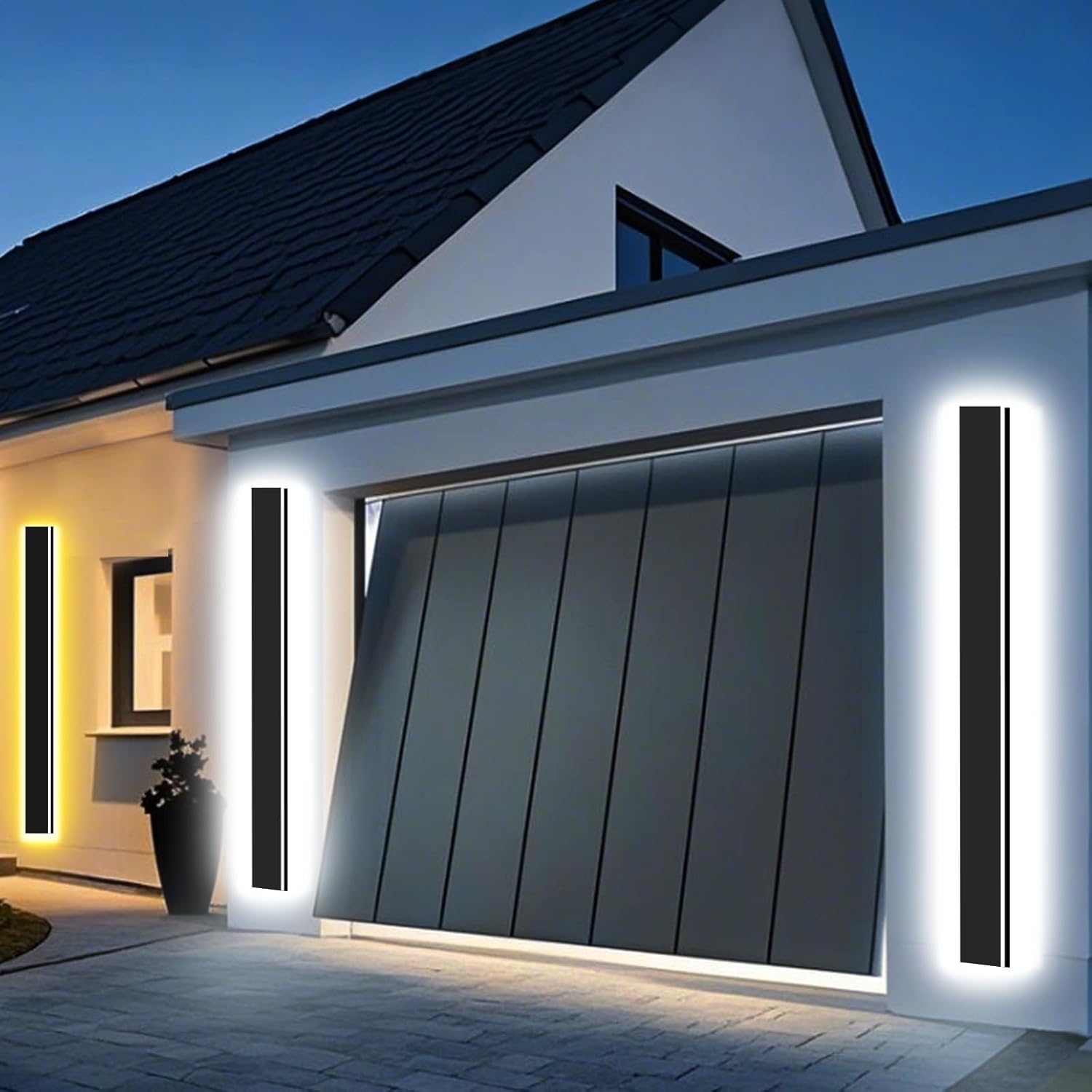 4.33in Wide Modern Outdoor Wall Light,2pcs 31in Exterior Wall Lights, Dimmable Outdoor Light Fixture IP65 Waterproof, Modern Long LED Sconce Lighting for Garage Front Door Porch