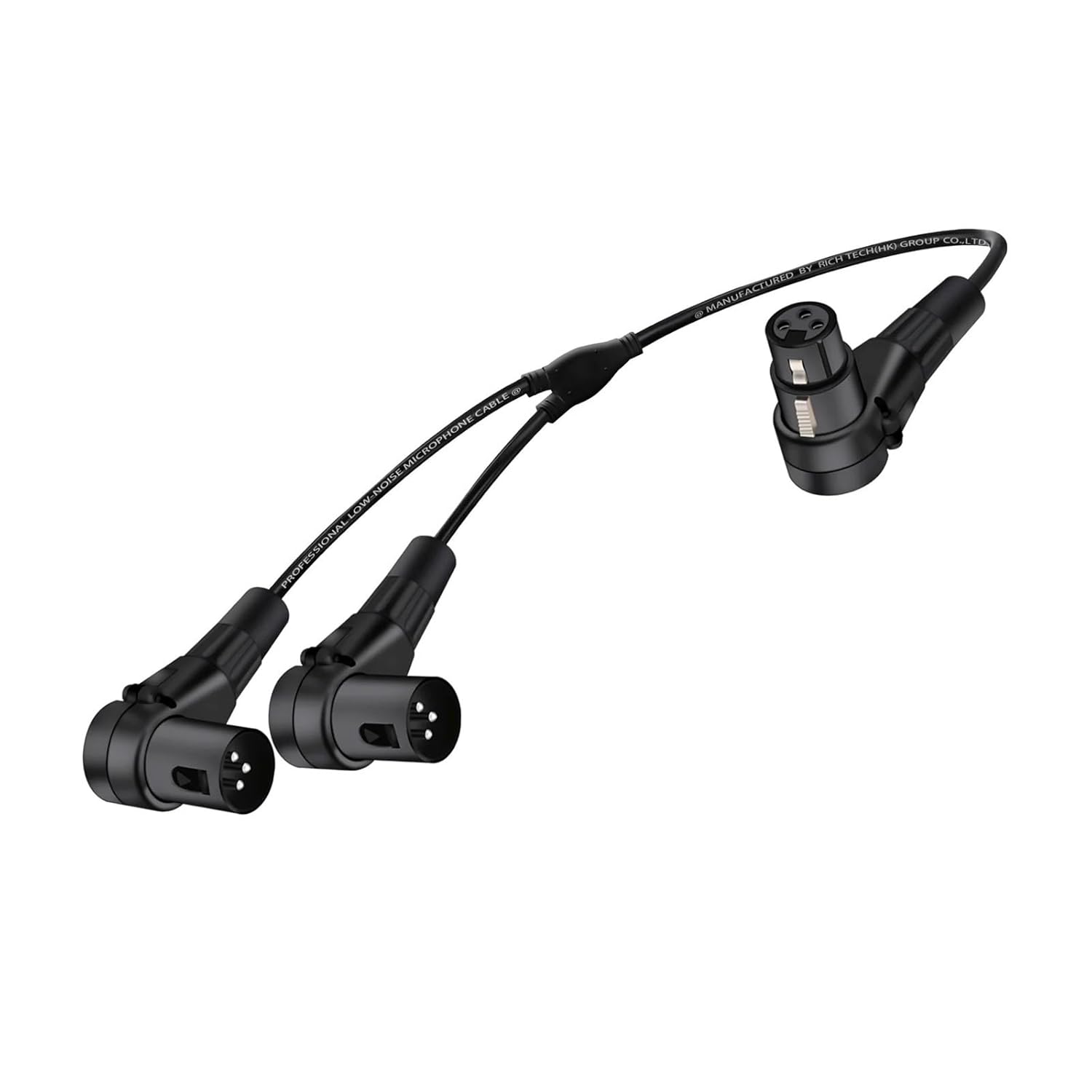 1PC Right Angle 3pin XLR Y Splitter Cable, Female to Dual Male Cord,1 Male to 2 Female Adapter for Microphone Mixer Amplifier(YP20D1013BK1F2M,0.5m)