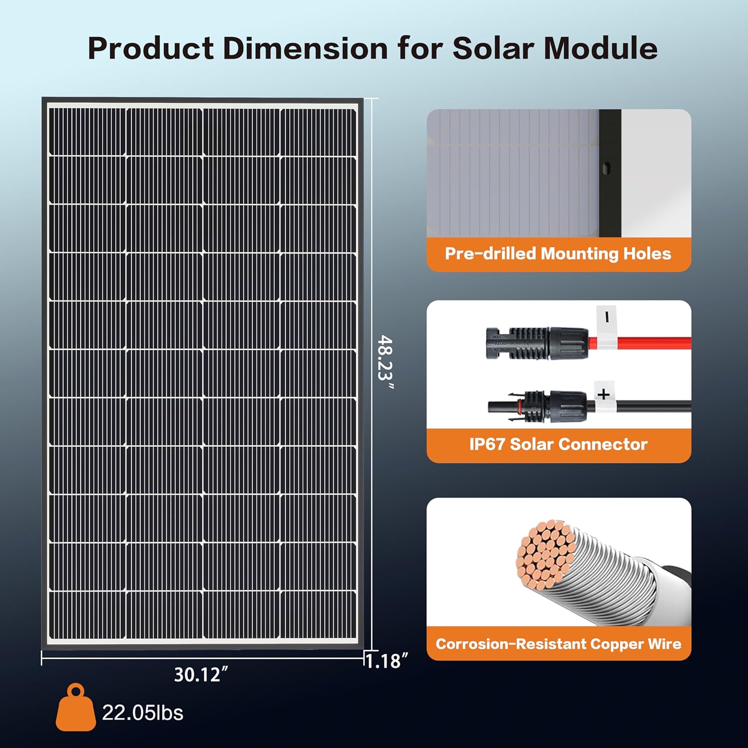 Bifacial 200 Watt Solar Panel, N-Type 16BB 200W Solar Panels Monocrystalline 25% High Efficiency Solar Module for Boat, Home, RV Battery and Off-Grid Applications
