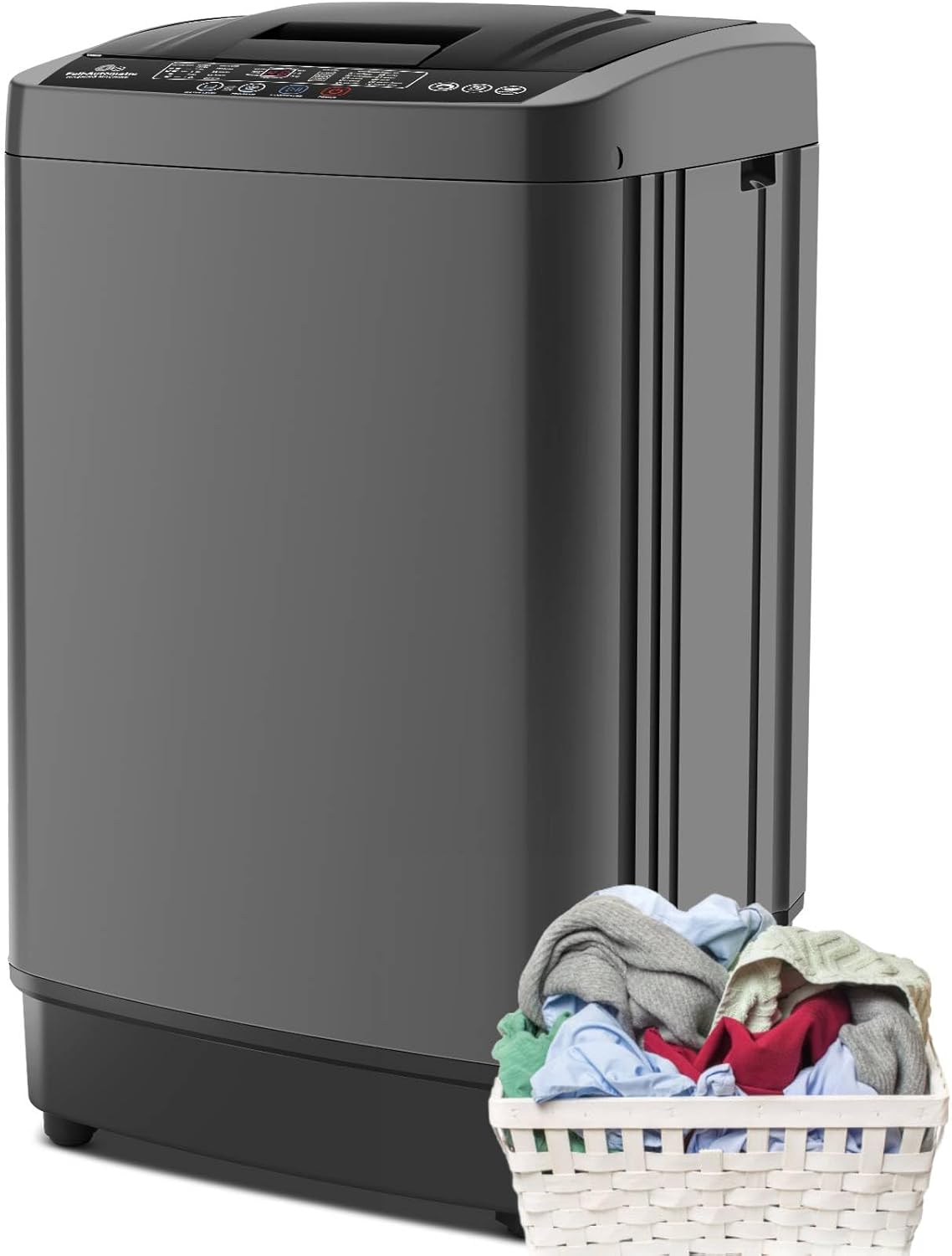 Nictemaw Portable Washing Machine 17.8 lbs Fully Automatic Portable Washer with LED Display, 10 Programs 8 Water Levels, 2.4 Cu.ft Compact Laundry Washer with Drain Pump for Apartment, Dorm, Home, RVs