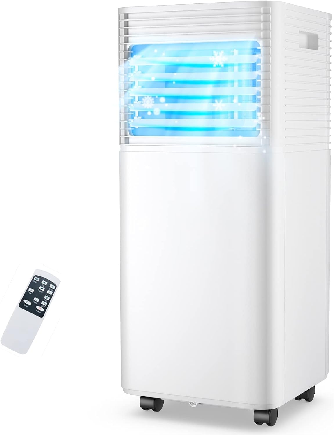 GOFLAME Portable Air Conditioner, 8000 BTU Powerful AC Unit with Remote Control and 4 Universal Casters, 3-IN-1 Air Cooler & Dehumidifier & Fan with 24H Timer for Living Room, Bedroom, Office, White