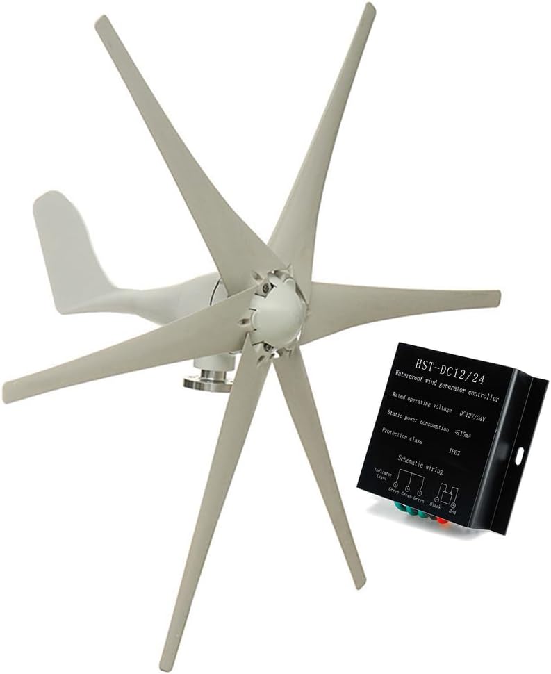 Efficient Wind Turbines,6000W 12V 24V 48V 220V Horizontal Power Windmill Energy Turbines with MPPT Controller for Boats, Gazebos, Chalets, Or Mobile Homes