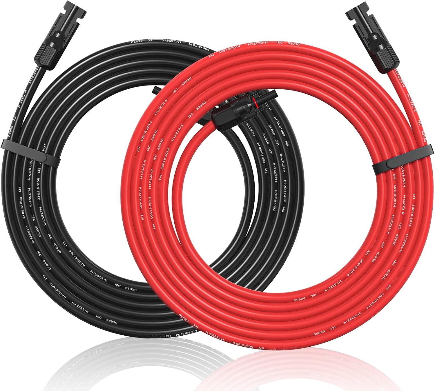 Temank 10AWG Solar Extension Cable 60 Feet, 10 Gauge Solar Cables 60Ft for Solar Systems, Car, RVs, and Boats, Tinned Copper PV Wire Ends with Solar Connector (Red & Black)