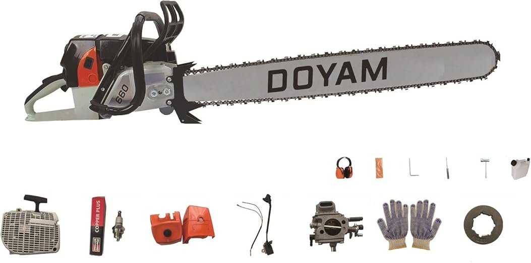 660AV Gas Chainsaw with 28 Inch Bar and Chain,92cc 2-Cycle Gasoline Power 5.2KW 7HP Chain Saws for Big Wood Cutting,All Parts Fit for MS660 G660