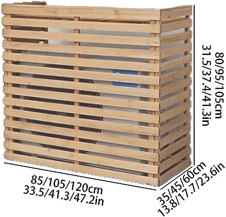 Air Conditioner Fence for Outside Units Solid Wood Air Conditioner Cover Plant Storage Outdoor Privacy Screen Hide Air Conditioner (Color : Natural, Size : Large)
