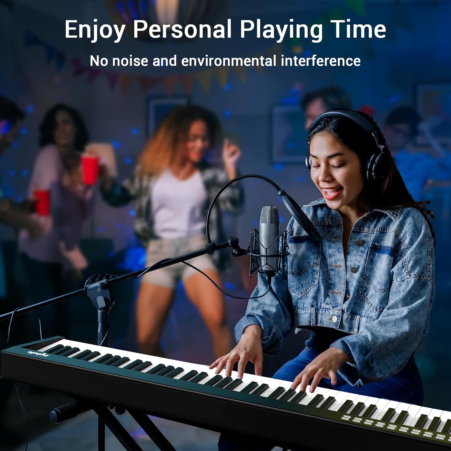 PAXCESS 88-Key Digital Piano Keyboard with Sustain Pedal, ingbelle Portable Electric Piano for Teaching,Powerful Educational Features for Beginner,Piano Stickers Include