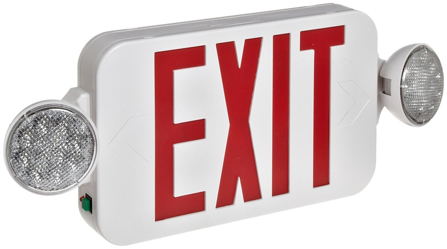 Morris Products Round Head LED Combo Exit Emergency Light – High Output, Remote Capable, Red LED Color, White Housing – 76 Lumens, Energy Saving Lamps – Fully Automatic –Glare Free, Adjustable