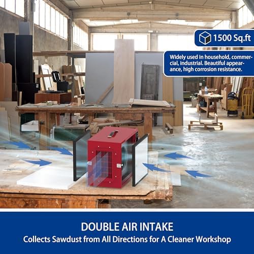 Portable 2 Stage Intake Air Filtration System - Tabletop Dust Collectors (850-1250CFM) for Woodworking, Air Filter with Strong Vortex Fan, Garage Works Shop Benchtop Dust Collection Systems
