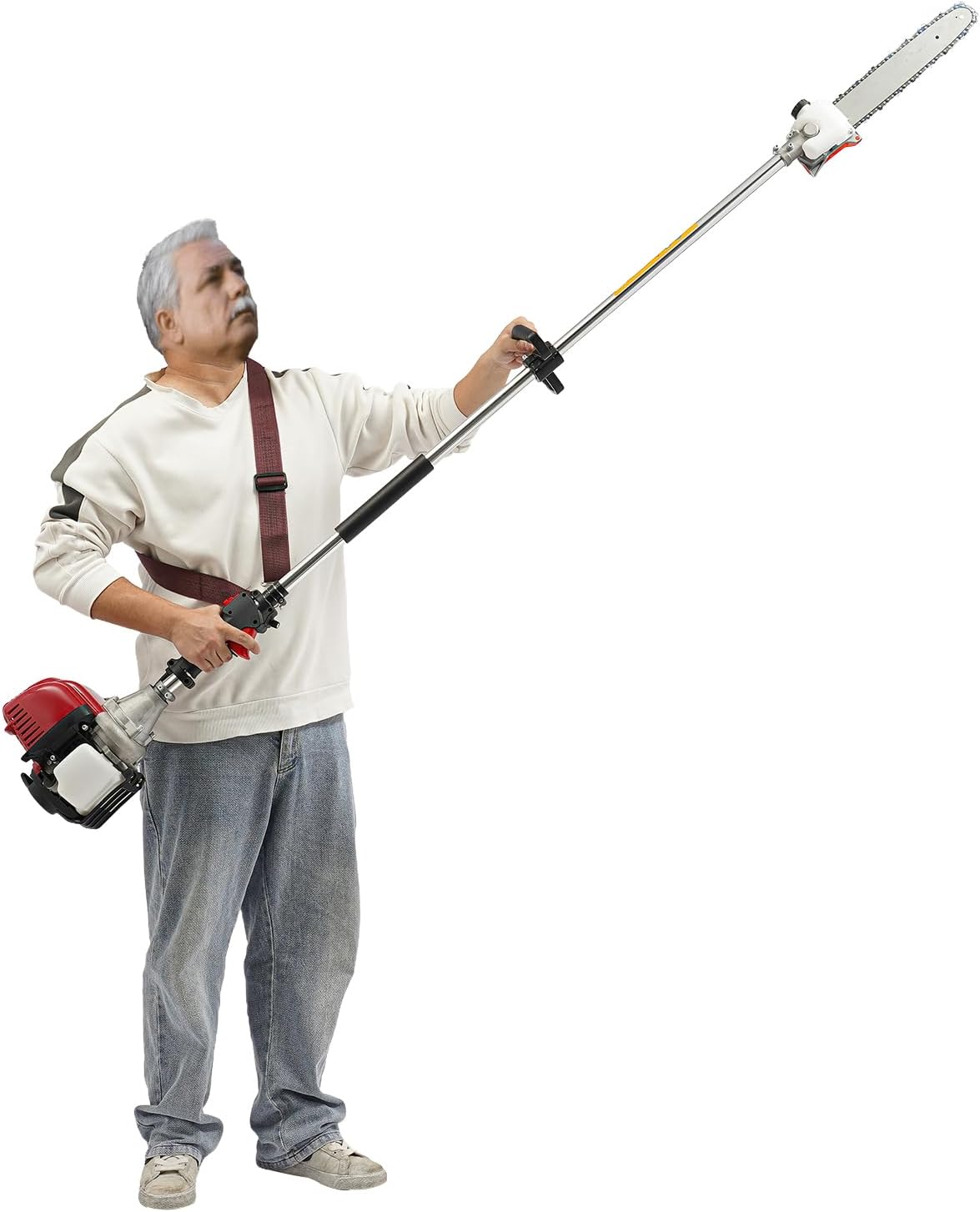 42CC 4 Stroke Gas Powered Pole Saw Chainsaws Tree Trimmer Long Reach US