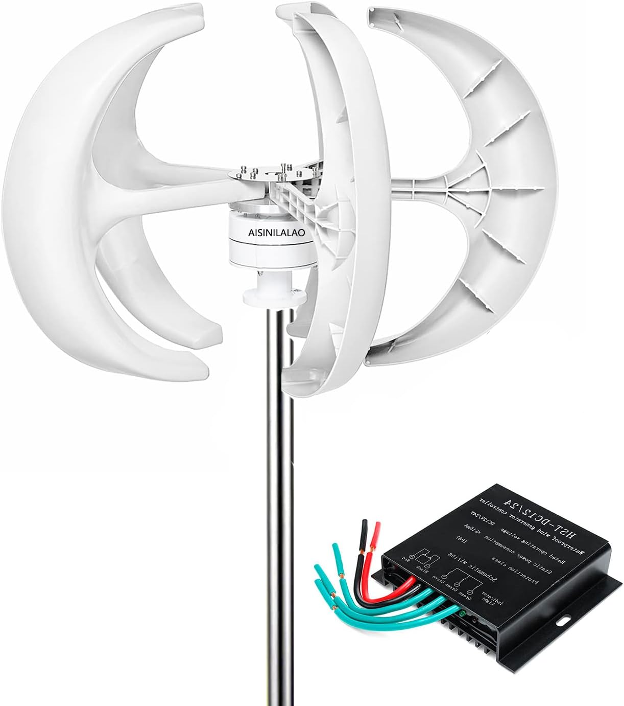 1200W Wind Turbines Kit,5 Blades Lantern Power Generator 12V 24V 48V with 5 Blade/Controller Easy to Assemble Suitable for Wind/Solar Power Generation Systems