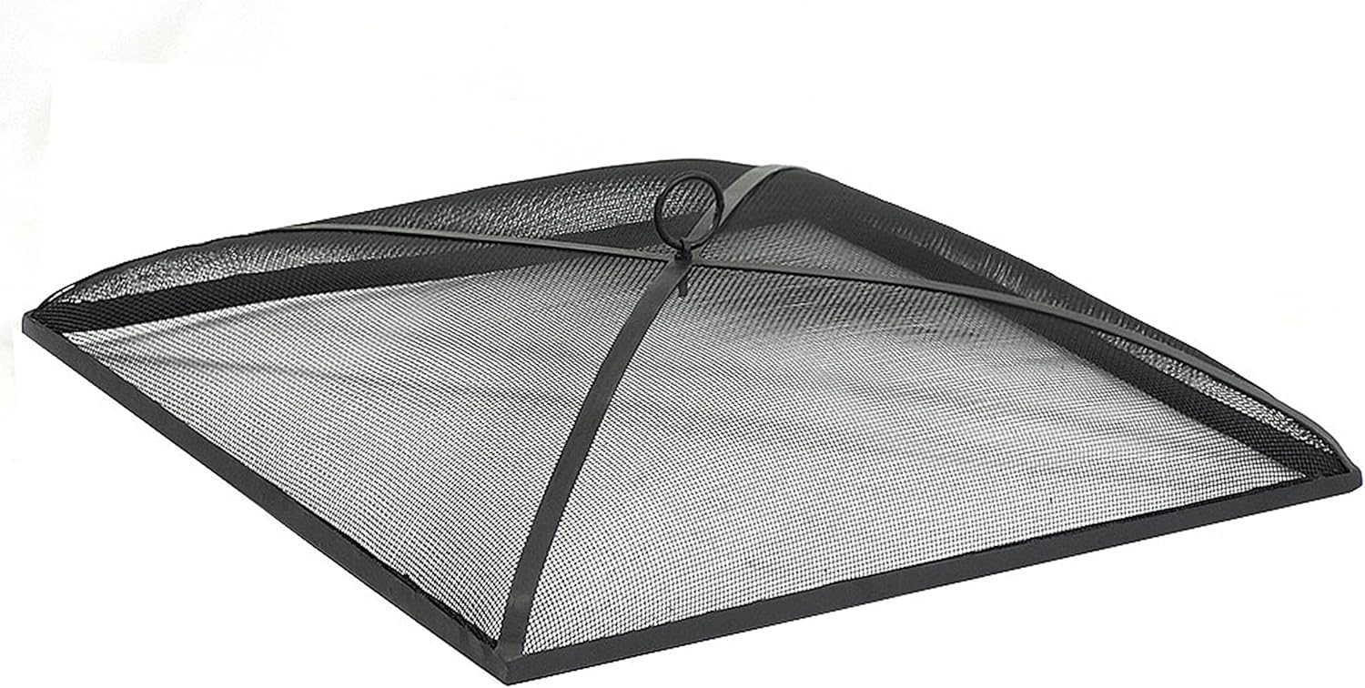 Sunnydaze Heavy-Duty Steel Mesh Fire Pit Spark Screen Cover - Outdoor Fire Pit Screen Cover - Square - Black - 36-Inch