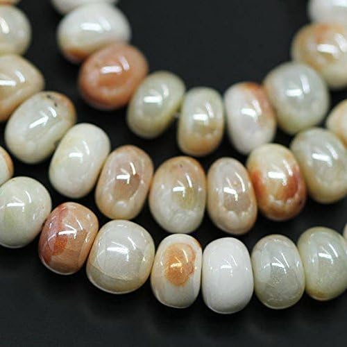 13 inch natural beads strand of 8mm smooth rondelle prehnite gemstone beads for DIY jewelry - necklace, bracelet, earring, ring.