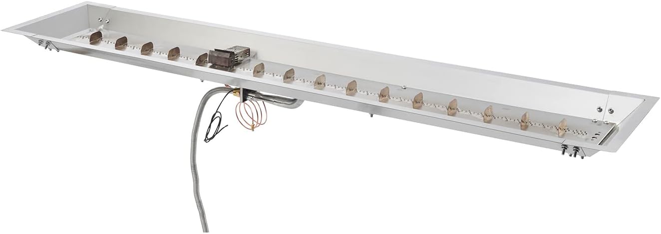 The Outdoor GreatRoom Company Linear Crystal Fire Plus Spark Ignition Fire Pit Burner Kit (CFP1264), 12x64-Inches