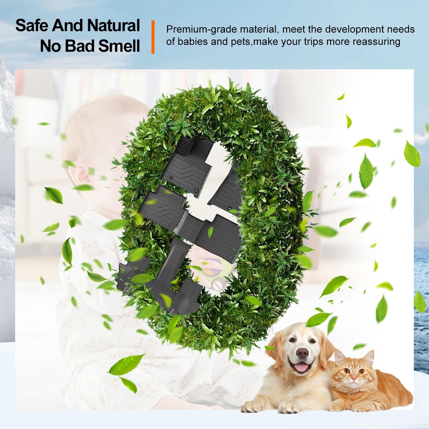 powoq Fuel&Hybrid Floor Mat Compatible with 2024-2026 Santa Fe Cargo Mat Trunk Mat TPE All Weather Trunk Liner Replacement for 2024 2025 2026 Santa Fe Accessories