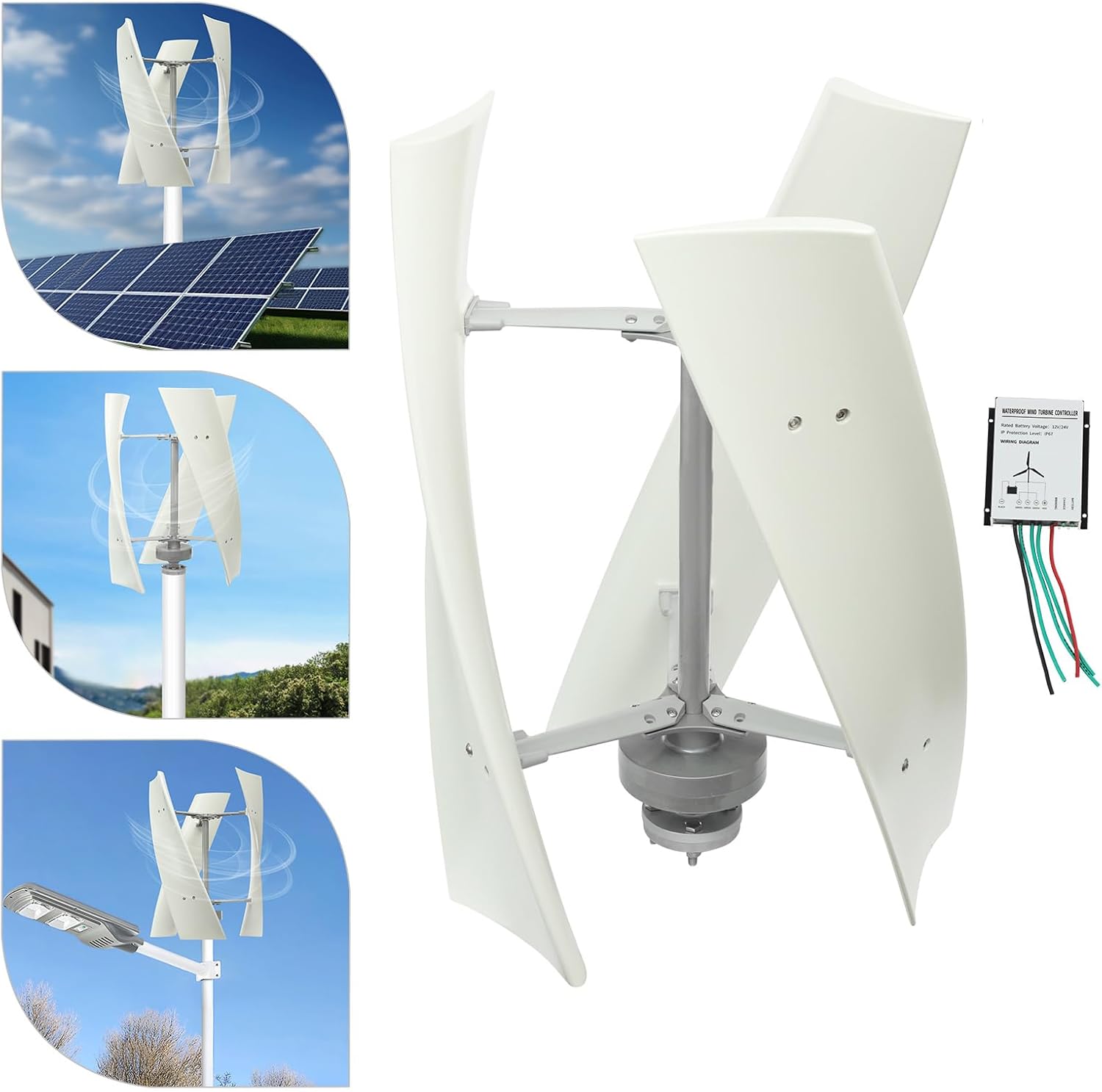 100W Electromagnetic Wind Turbine, 24V Wind Generator w/3 Blades, Copper Wire Permanent Magnet Levitation Generator Kit, Used for Boats, Gazebos, Chalets