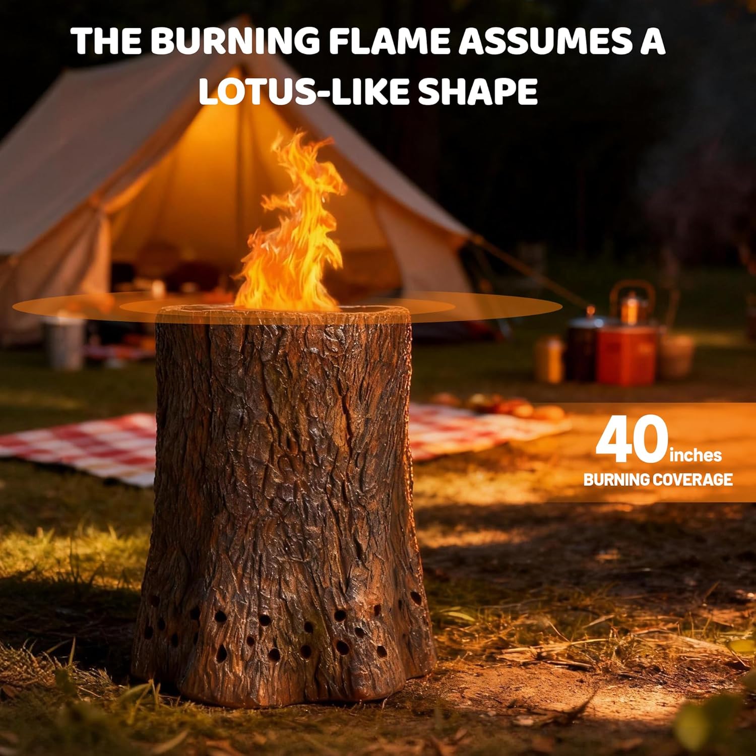 11 inch Smokeless Fire Pit, Smokeless Stove for Camping, Outdoor and Patio, Fueled by Wood Pellets or Firewood, Comes with Wood-Colored Exterior Trim