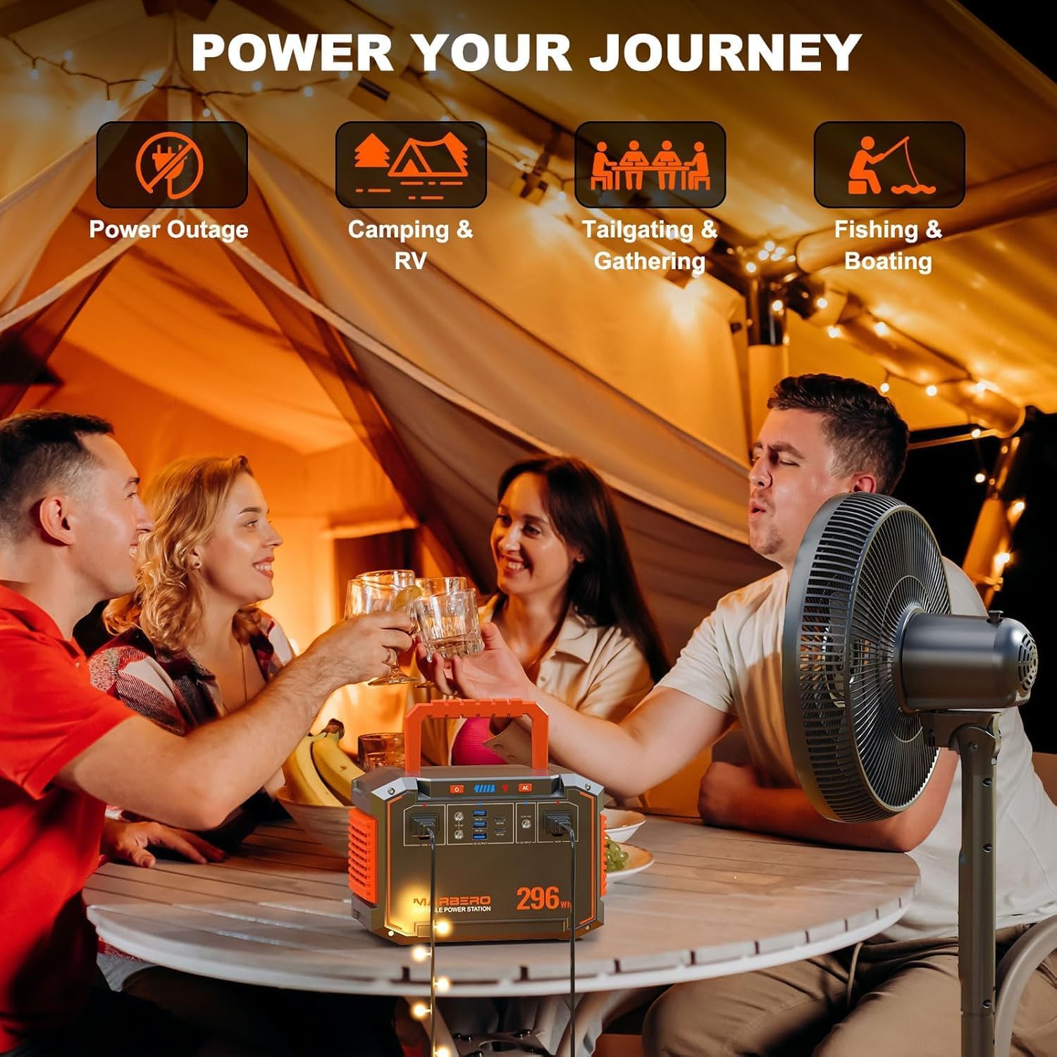 MARBERO 296Wh Solar Generator with Solar Panel Included 300W Portable Power Station with 60W Foldable Panel Set Solar Power Bank with AC Outlets for Camping Home Backup Outdoor Emergency Travel