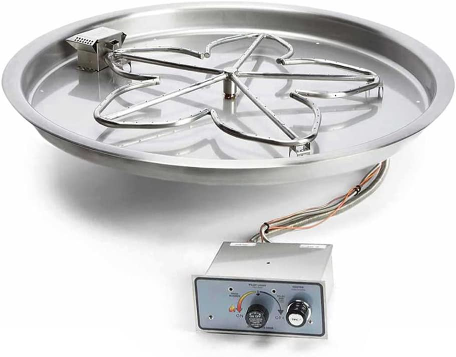 HPC Fire UL Listed Push Button Flame Sensing Gas Fire Pit Kit for Small Tanks, 25-Inch Bowl Pan (PENTA25FPPK-FLEX-LP-ST), Propane