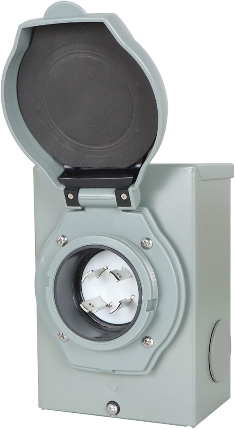 labwork 30A 50FT Generator Extension Cable Green Connector Black Wire Power Input Box L14-30P to L14-30R