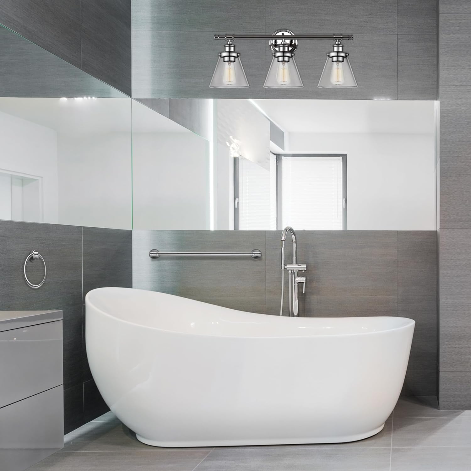 GLOBE Electric 51234 5-Piece All-in-One Bathroom Set, Chrome, 23