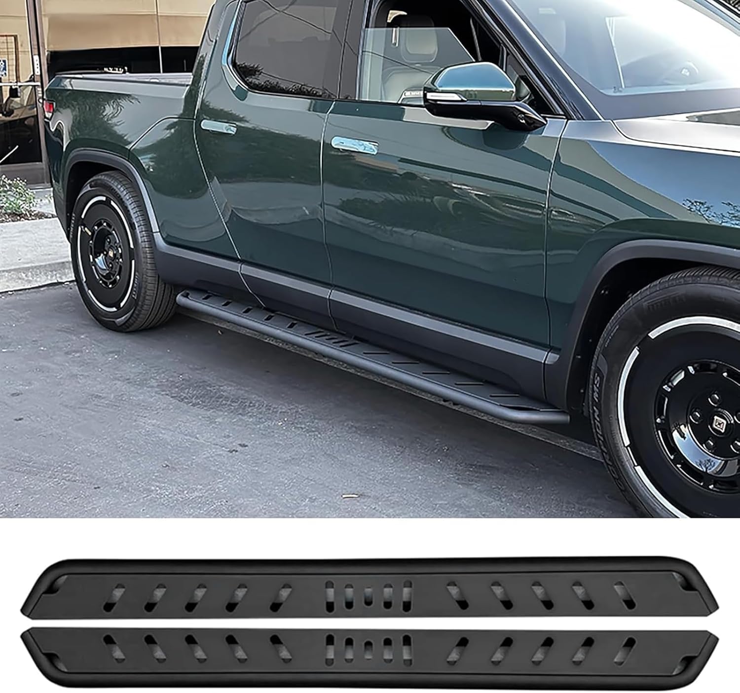 2Pcs Running Boards for R1T Door Side Steps Compatible with Rivian R1T 2025 Nerf Bars Pedal for Rivian Exterior Accessories