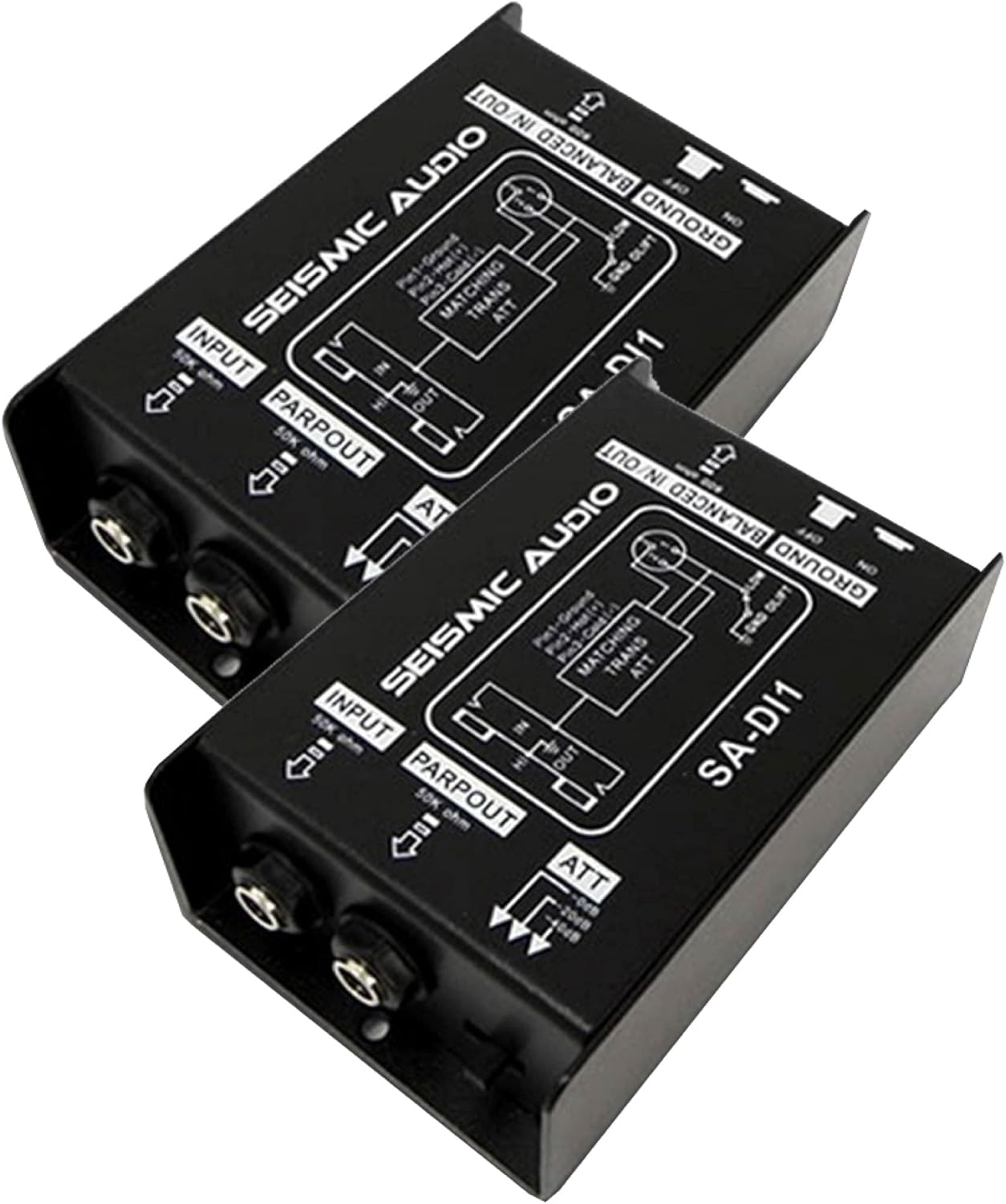 Seismic Audio Speakers Passive Direct Box with Ground Left and Attenuator Switch DI Box, Pair of Passive Direct Boxes