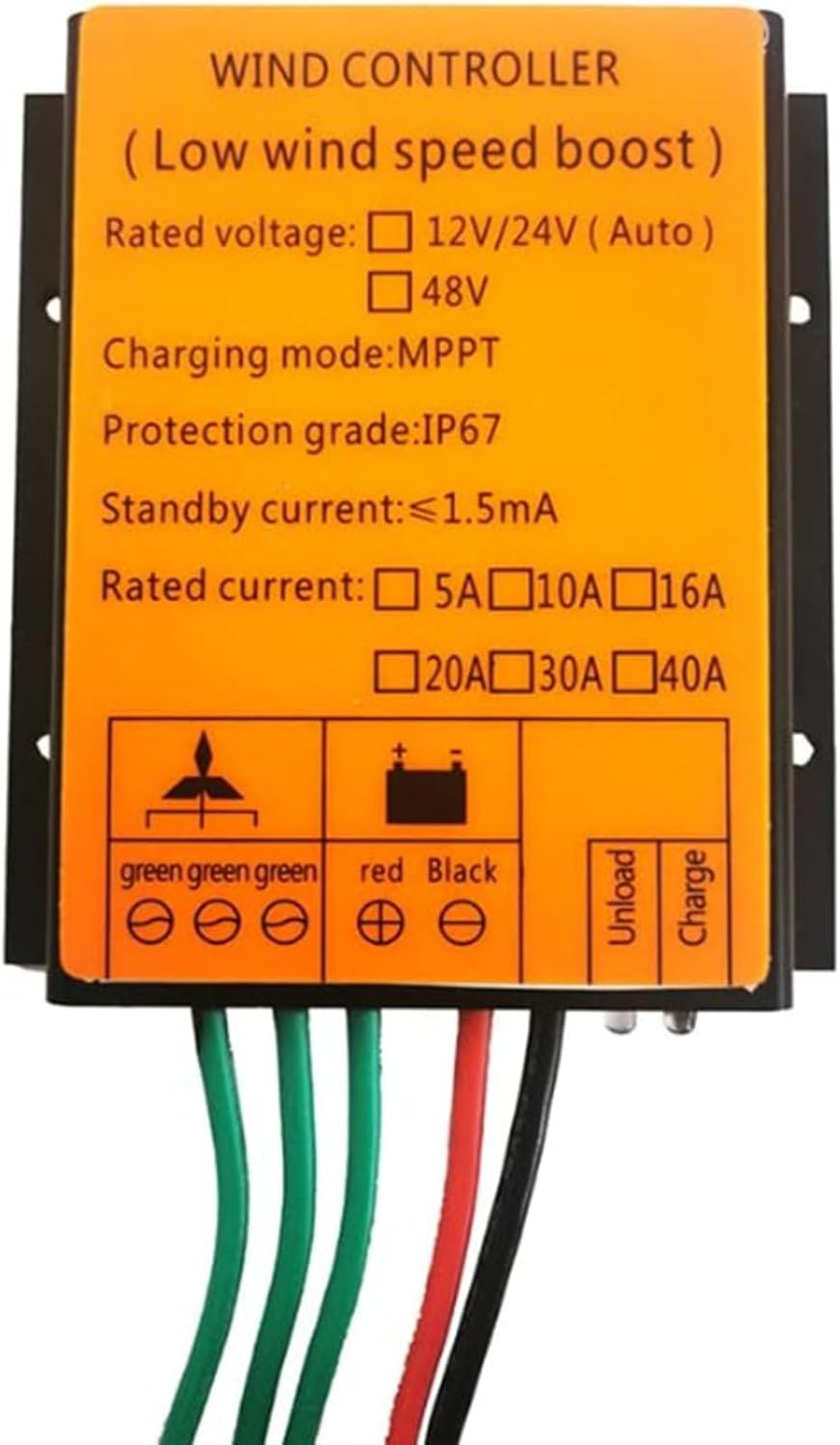 Waterproof Wind Generator Charge Controller 3000W 12V/24V Automatic 48V 220V MPPT Wind Charge Controller Regulator for Wind Turbine and Battery,12v
