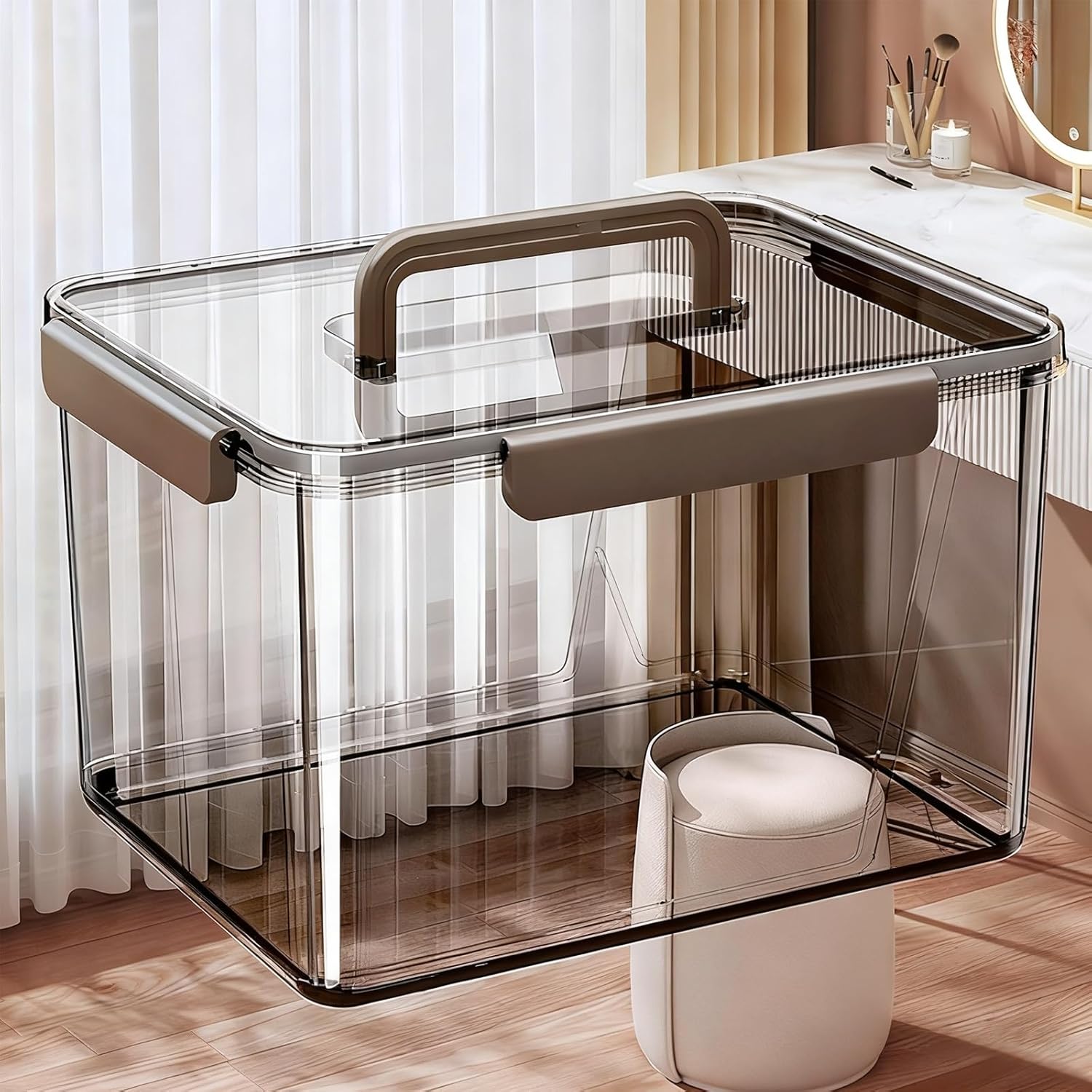 Storage box With lid Durables Plastic Storage box With lid and Handle Stackable Multi Purpose Organizer bin for Home Office Garage Camping Dorm(XX-Large)