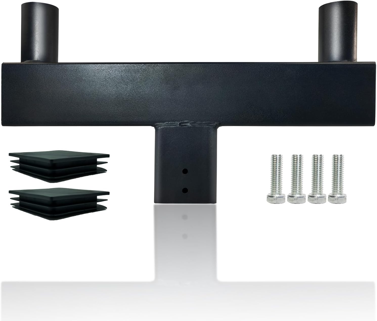 Bullhorn Tenon Adapter with 3-inch Square Base, Heavy Duty Steel Bullhorn Light Bracket with 2 3/8 Round Slip Fitter Adapters, Used for Outdoor Shoebox Lighting Street Light, Parking Lot Light