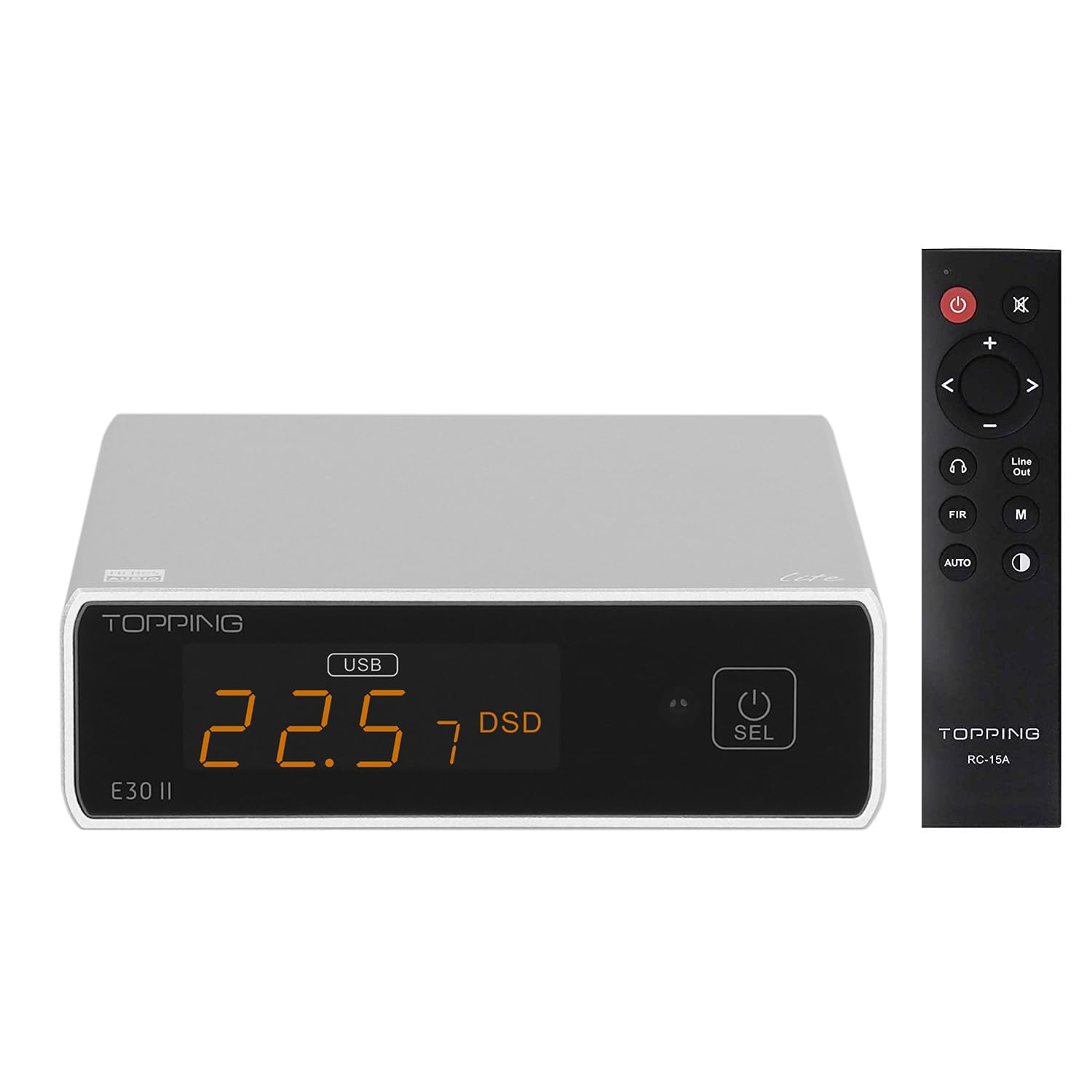 Topping E30II lite DAC Preamp - AK4493S Hi-Res XMOS XU208 DAC 32Bit/768kHz DSD512 DSD Direct Mode for USB/Coax/Opt Inputs RCA HiFi Stereo Digital Audio Decoder(Silver)