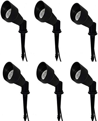 Best Pro Lighting 9W LED Fiberglass Bullet Lights Pack of 6 in Black Finish 12 Volt