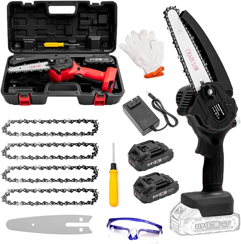 Mini Chainsaw with Battery and Charger,6 Inch Cordless Chainsaw with Charger,Mini Chain Saw,Cordless Battery Power, Portable Electric Chainsaw, Suitable for Gardening, Wood, Outdoor Camping