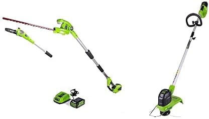 Greenworks 40V Cordless Pole Saw/Hedge Trimmer Attachment/String Trimmer Combo Kit with 2.0Ah Battery and Charger